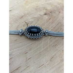 Vintage Multi strand sterling‎ silver and Black onyx Bracelet